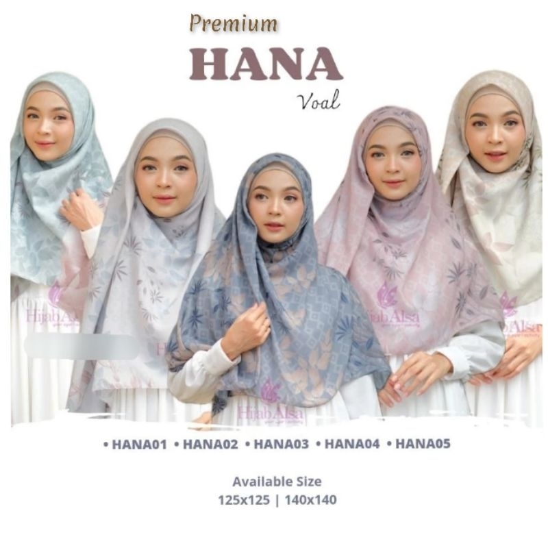 [ORIGINAL HIJAB ALSA] PREMIUM Voal Scarf Hana by hijab Alsa premium Scarf pastel jilbab motif segi e