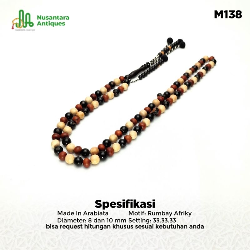 Tasbih Unab Maroko mix Yuser Laut Merah dan Kayu Luz Putih Asli