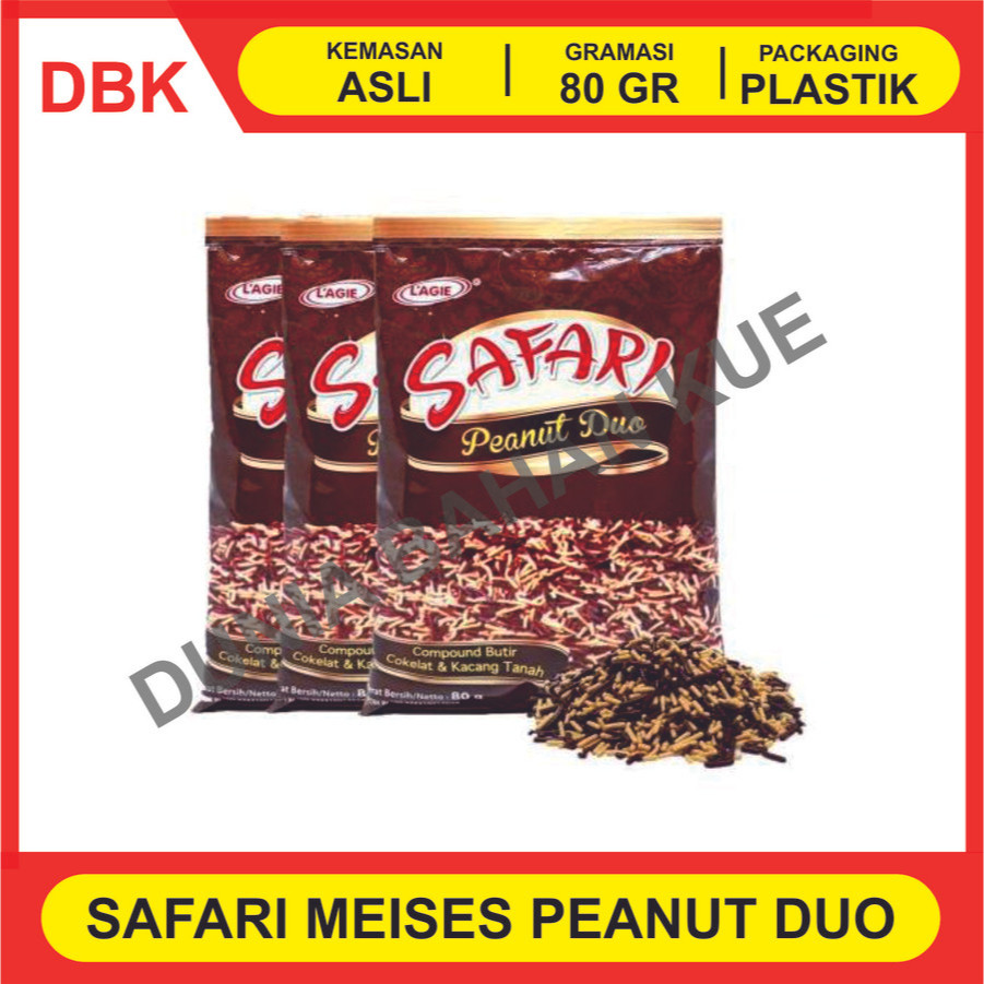 

SAFARI LAGIE PEANUT DUO 80 GR - 1 BOX 24 PCS / MESES COKELAT KACANG