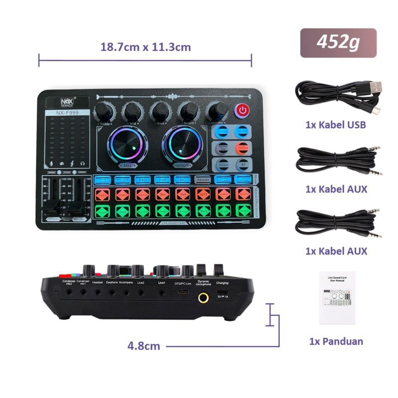 SoundCard F999 ,F998, V8 New Bluetooth Audio Mixer untuk Live Broadcast