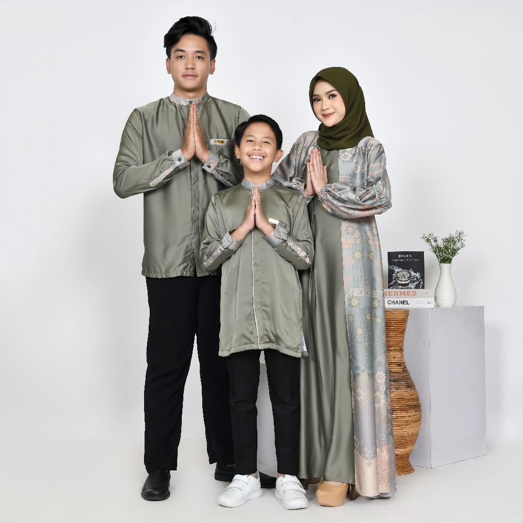Haniah.id - Sarimbit Keluarga 2026 Lebaran | PREORDER Set Family Lebaran | Gita Asmara Golden Sage |