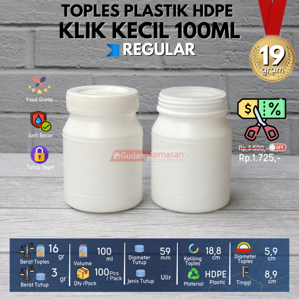TOPLES PLASTIK 100ML HDPE KLIK KECIL - FLASH