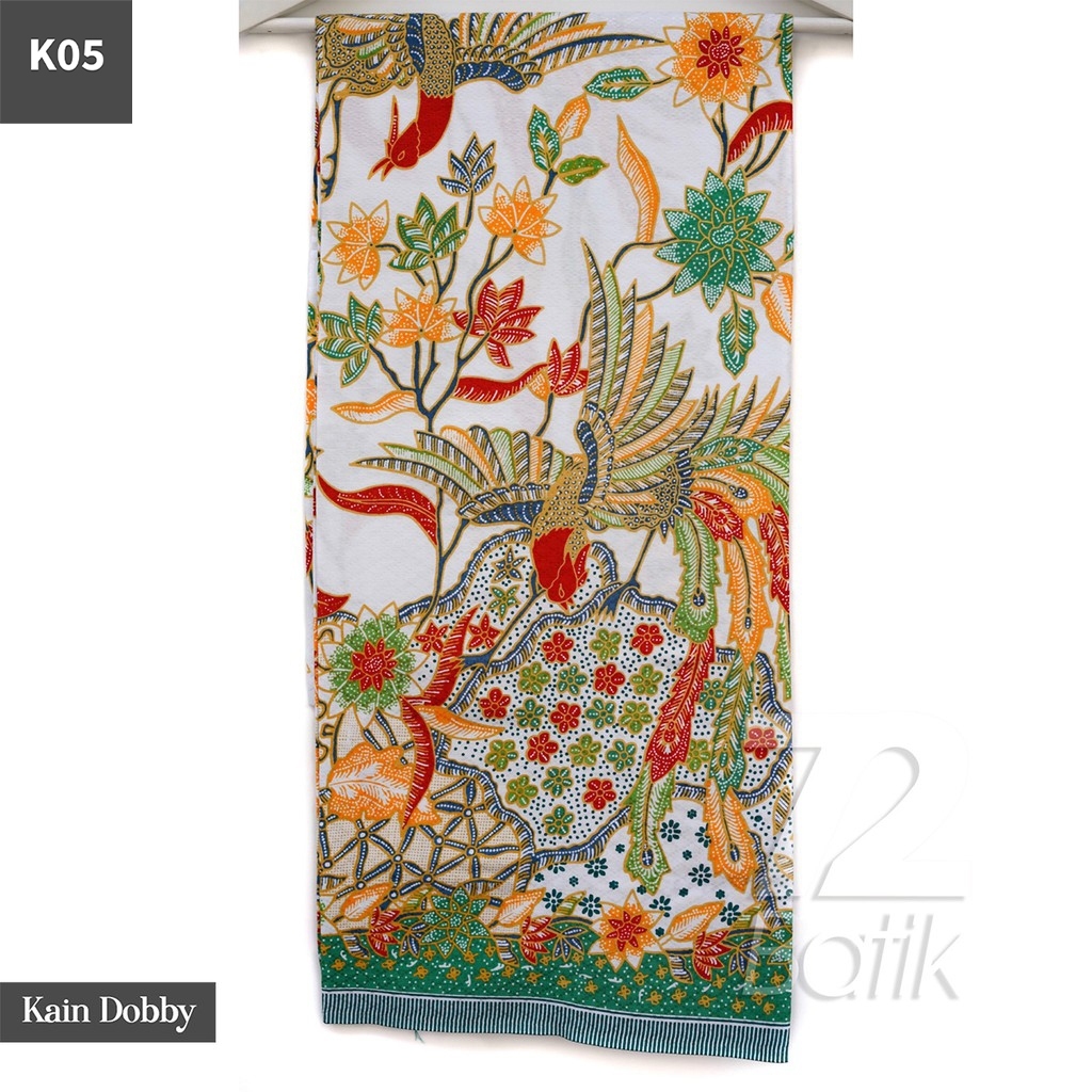 BAHAN BATIK PREMIUM Dobby Dobi Dobbi Dolbi Burung Warna Putih Hijau Burgundy Muda 724495 Cap 72 Jari