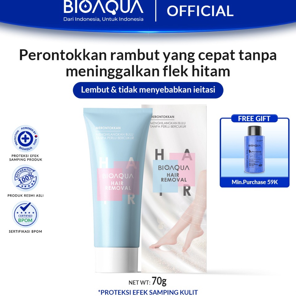 ART W64K BIOAQUA Hair Removal Moisturizing Krim Perontok Bulu Ketiak Nonirritating Perontok Bulu Per