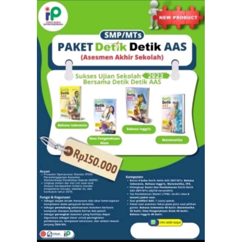 Buku Detik Detik AAS Smp kelas 9 intan pariwara tahun 2023/2024