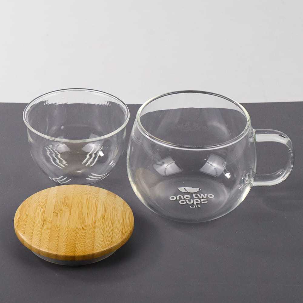 Gelas Cangkir Teh Coffe Dengan Filter kaca Exclusive 320ml dan 420ml Instan dan Sameday