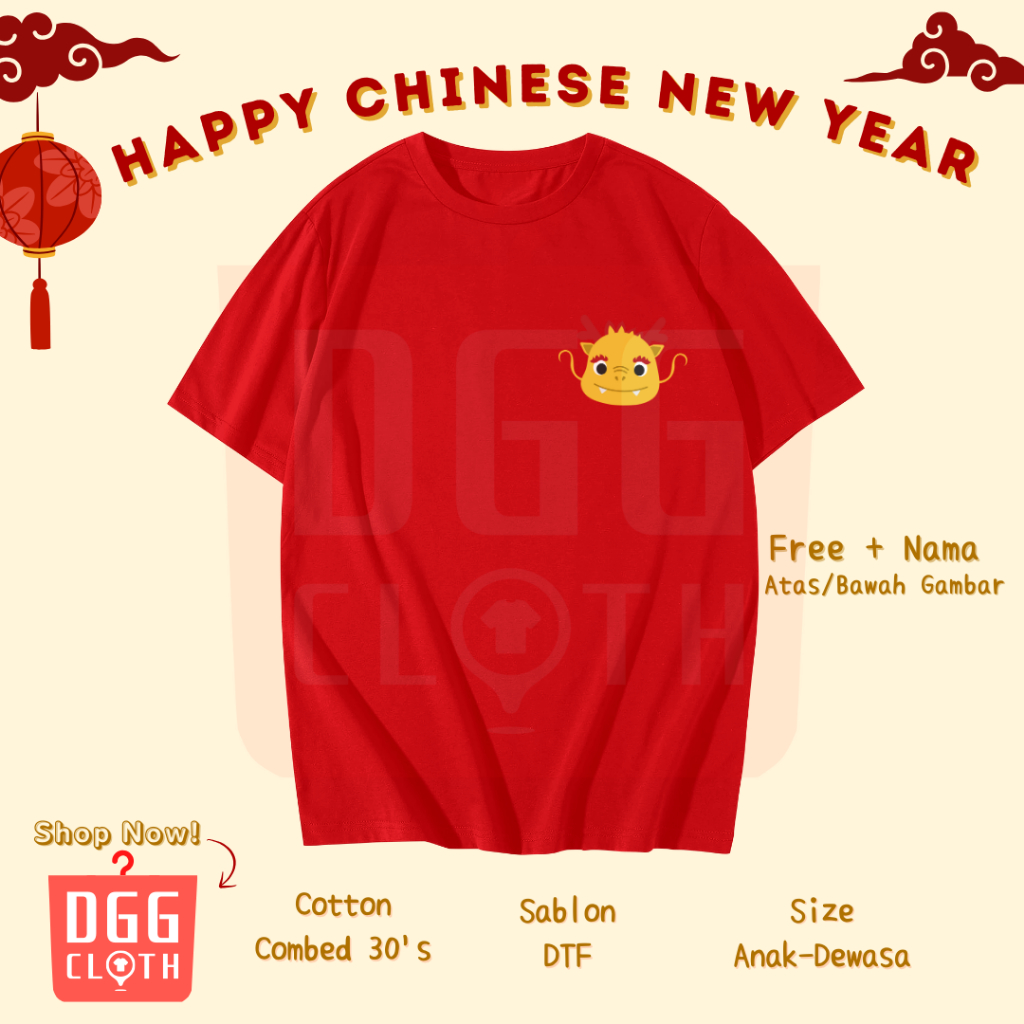 DGGCloth Kaos Imlek Shio Naga Baju Tshirt Logo Imlek Sincia Type 3
