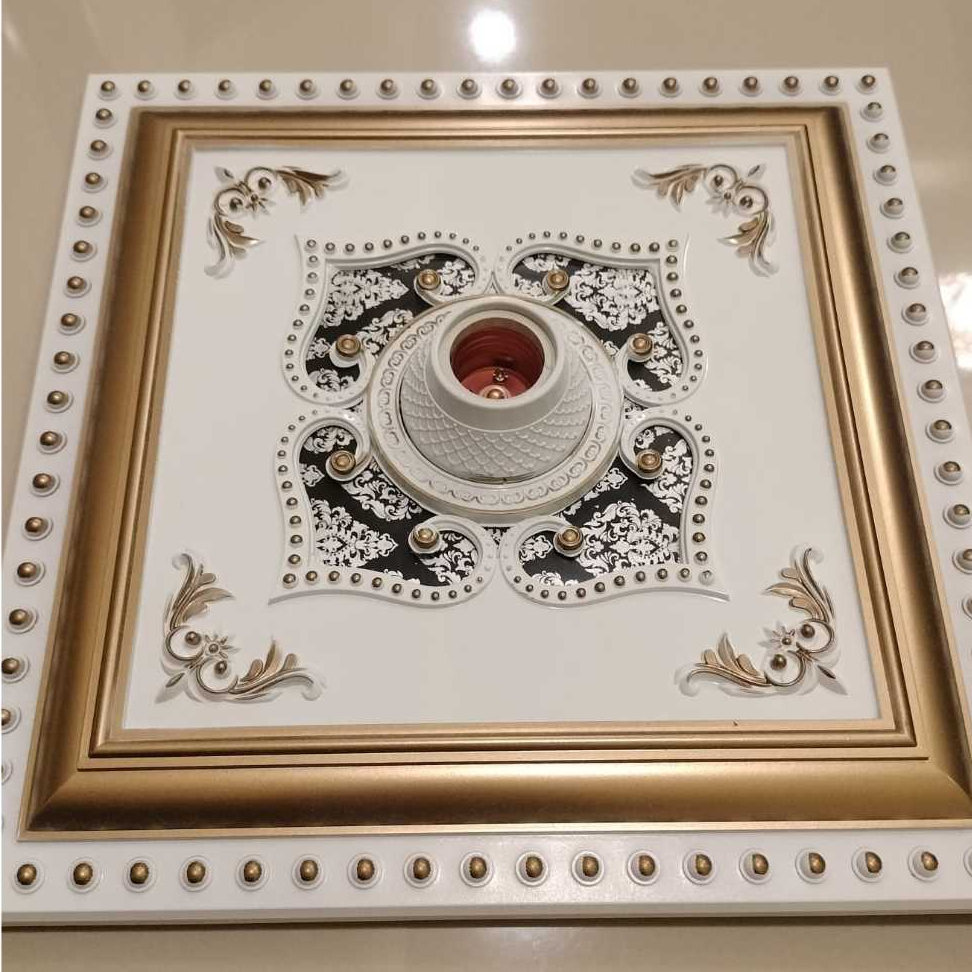 (COD) Fitting Lampu Ornamen Plafon PVC Kotak Fiting Hias Lampu Ornamen 30X30/