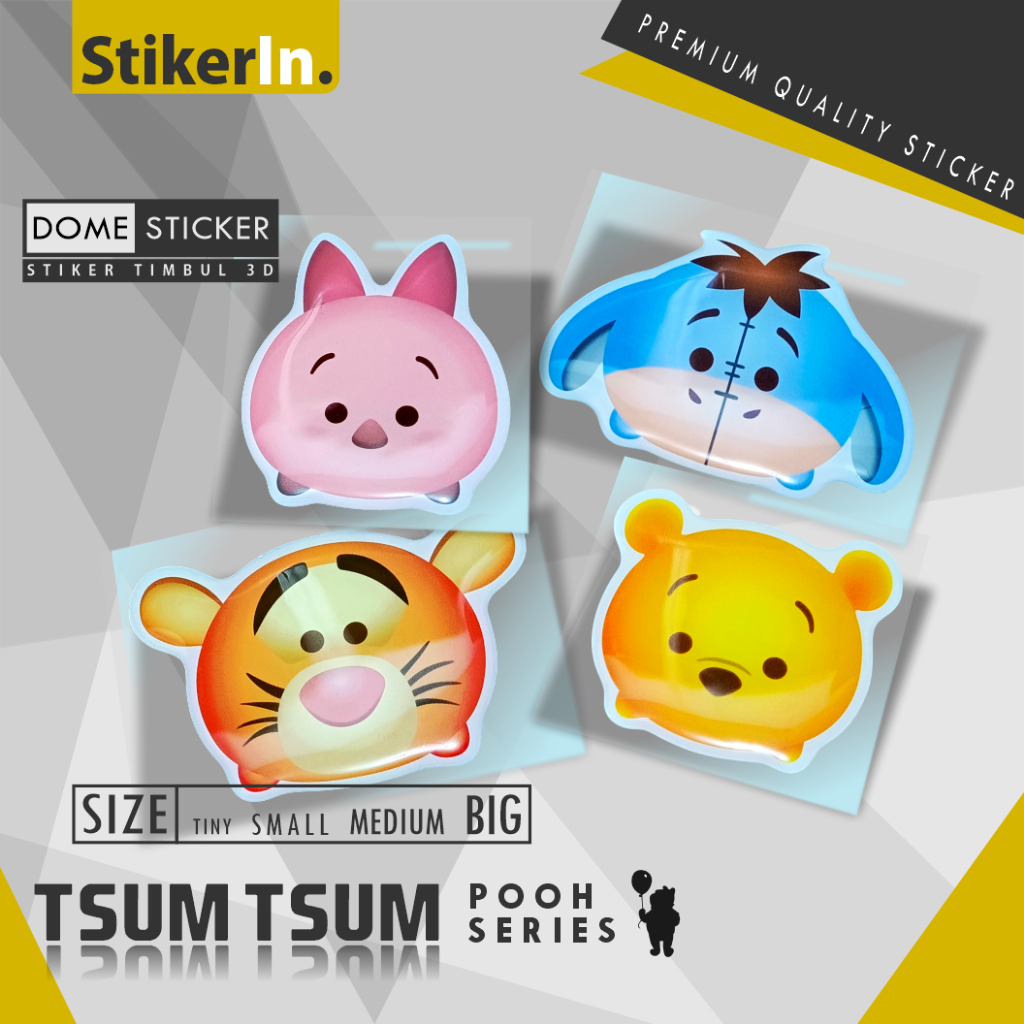 

Stiker Timbul Disney Tsum Tsum Pooh Tigger Piglet Eeyore Emblem 3D