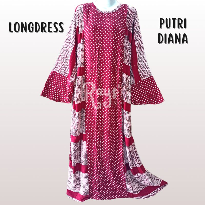 Longdress Putri Diana Daster Batik Lengan Panjang Resleting