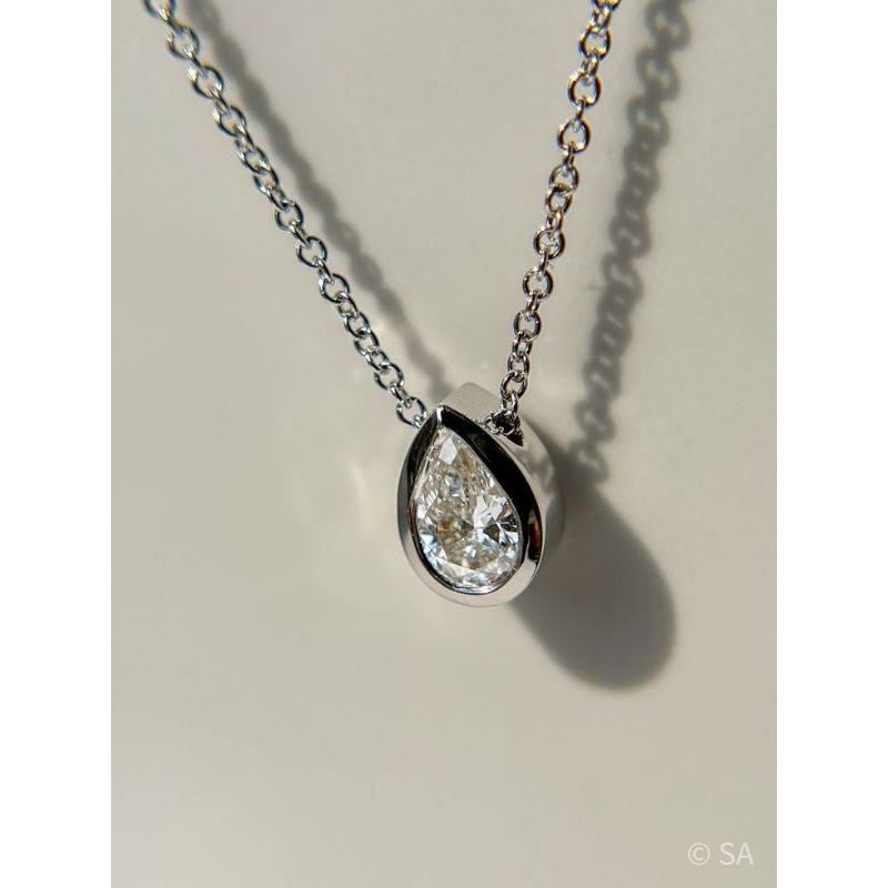 liontin tetes air mata perak 925 lapis emas putih