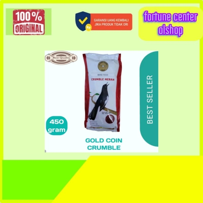 GOLDCOIN CRUMBLE 450 GR GOLD COIN MERAH VOER MAKANAN BURUNG MURAI KACER BRANJANGAN PLECI