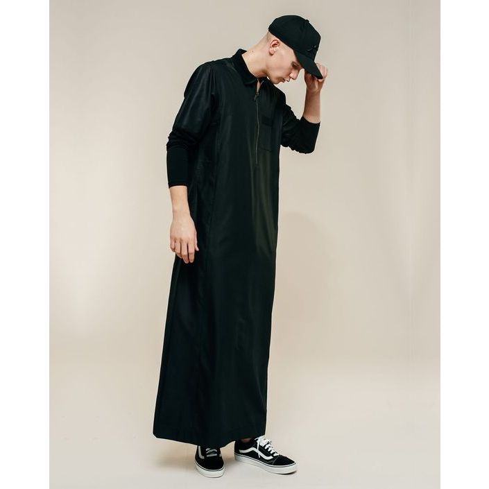 Jubah Zipper Pria Dewasa Lengan Panjang Katun Toyobo