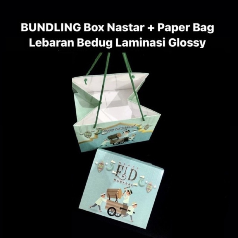 

(3 pcs) paket bundling paperbag + box nastar sekat hampers lebaran kardus nastar sekat 20/30 hampers lebaran laminasi glossy