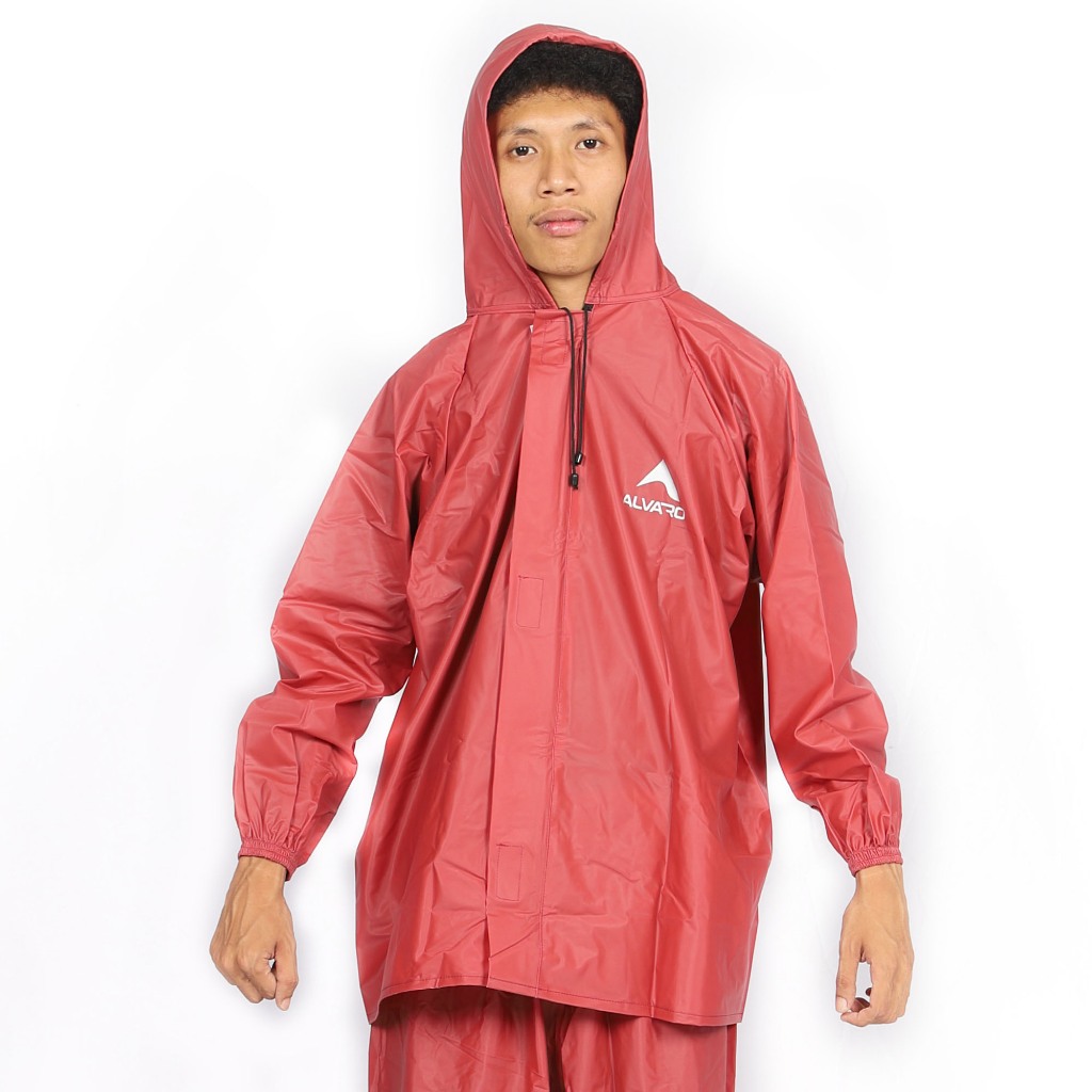 Jas Hujan Setelan Alvaro Merah