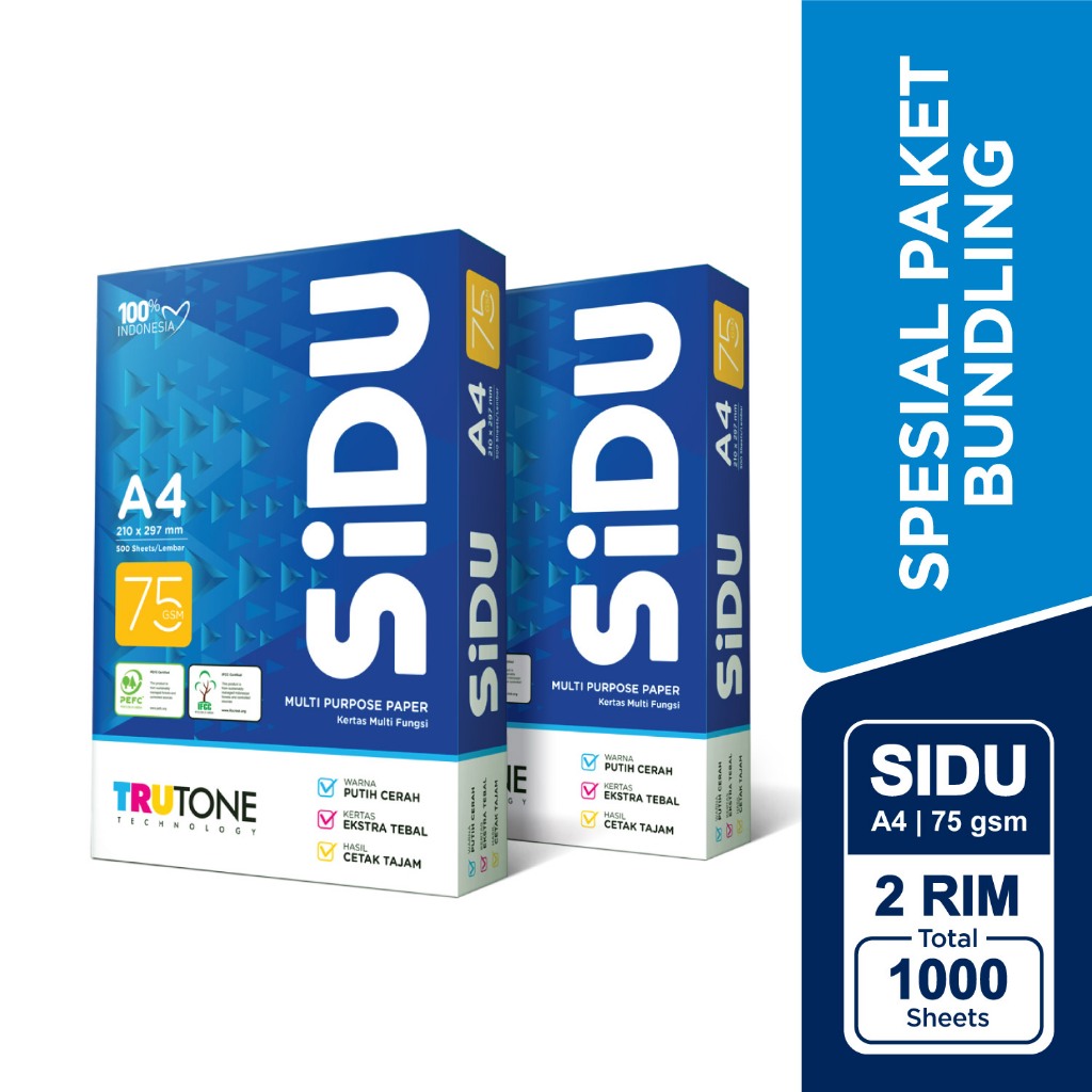 

Paket Bundling SiDU Kertas Fotocopy 75 GSM A4 x 2 Rim