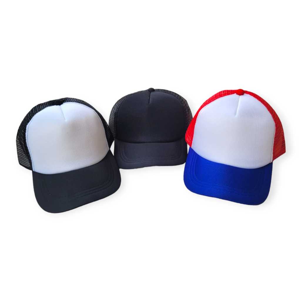 Topi Trucker Jaring Polos Anak Laki Laki Perempuan Usia 2-10 Tahun
