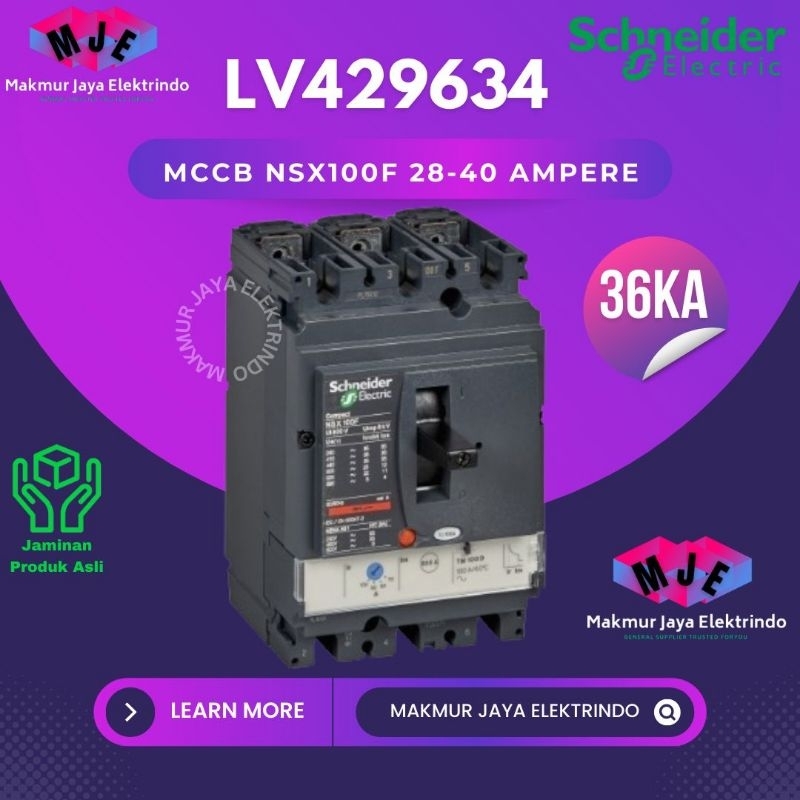 MCCB 3 Phase 40 Ampere 3P 40A  Breaker 36kA NSX100F Schneider ORI SNI