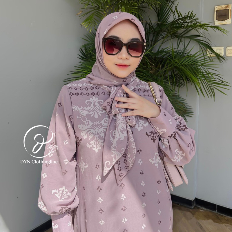 DYN Clothing Leona Dress FREE HIJAB - Gamis wanita Simple - Fashion Muslim - Gamis set Hijab-1