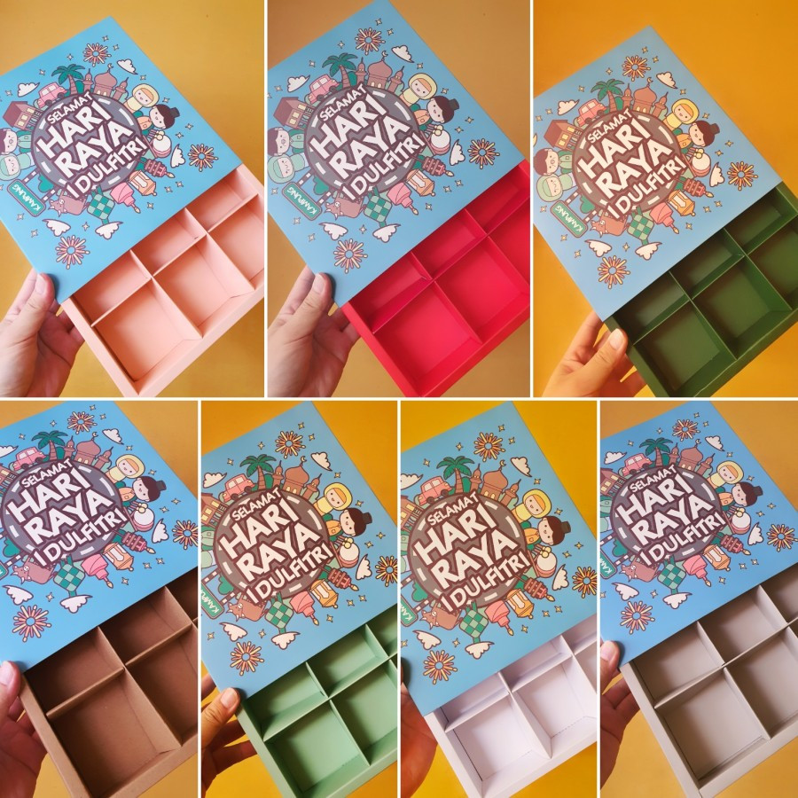 

Dus Sekat 9 Edisi Eid Mubarak Box Kotak Fruitpie Hampers Packaging Lebaran Motif Kumpul Keluarga ( 5 pcs )