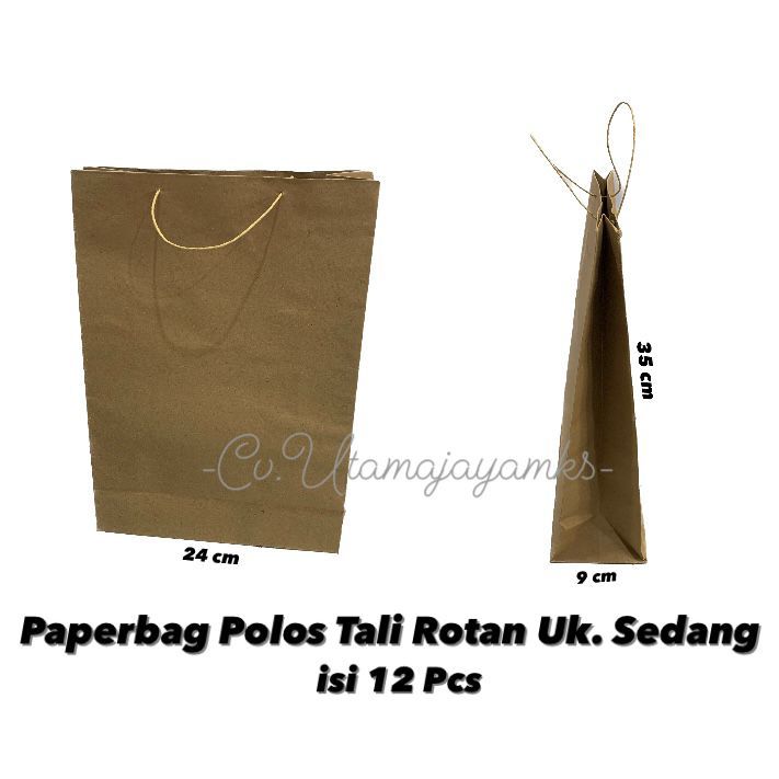 

PAPER BAG POLOS TALI ROTAN UK.SEDANG (12Pcs)