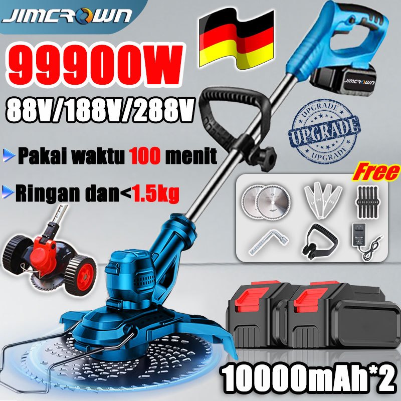 JIMCROWN mesin potong rumput 12/88/188/288Volt Mesin Potong Rumput Mesin Potong Rumput Baterai Alat 