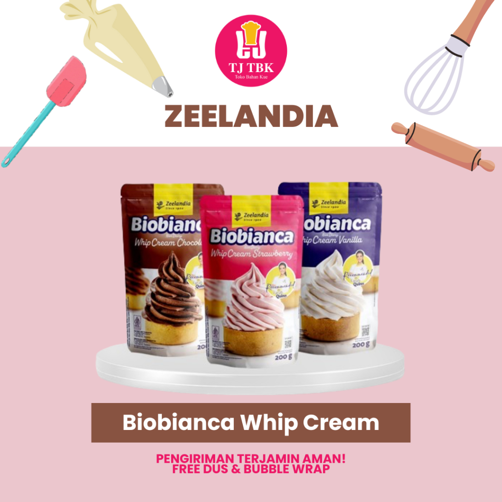 

Zeelandia Biobianca Non Dairy Whip Cream Strawberry/ Original/Coklat 200gram