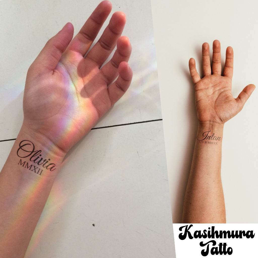 Custom Tatto Nama dan Tanggal Romawi | Tattoo Temporary Custom | Bisa Request