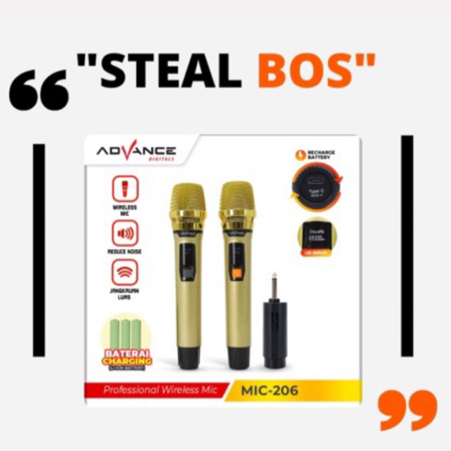 advance mic wireless 206 microphone double wireless+receiver advance mic advance 206