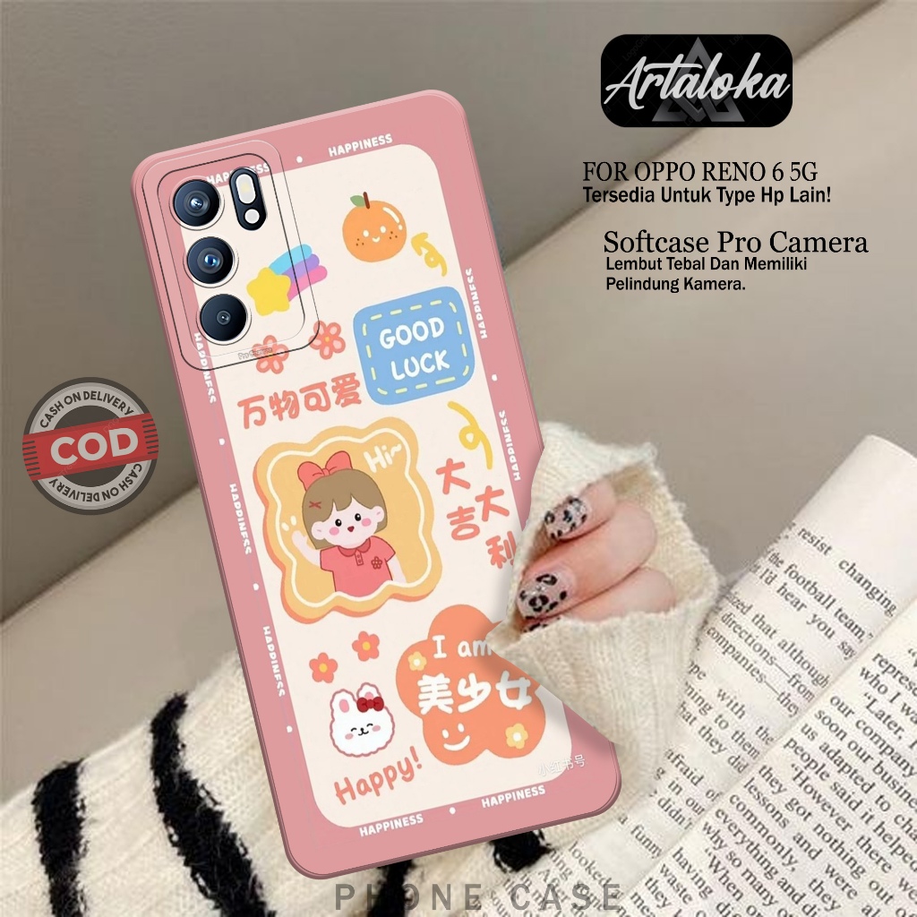 Softcase Hp Oppo Reno 6 5G Fashion Case Kartun Case Oppo Reno 6 5G Silikon TPU Pro Camera Casing Opp