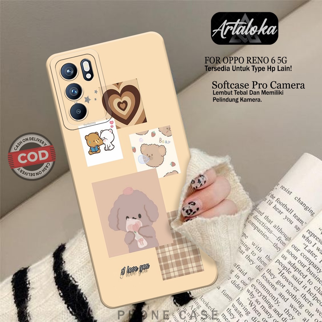 Softcase Hp Oppo Reno 6 5G Fashion Case Kartun Case Oppo Reno 6 5G Silikon TPU Pro Camera Casing Opp
