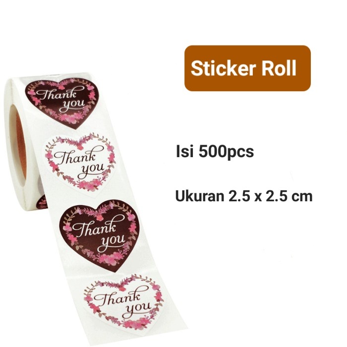 

Sticker Thank You 1 Roll Isi 500pcs / Stiker Label Roll Ucapan Thankyou / Thank You Sticker Roll Bulat