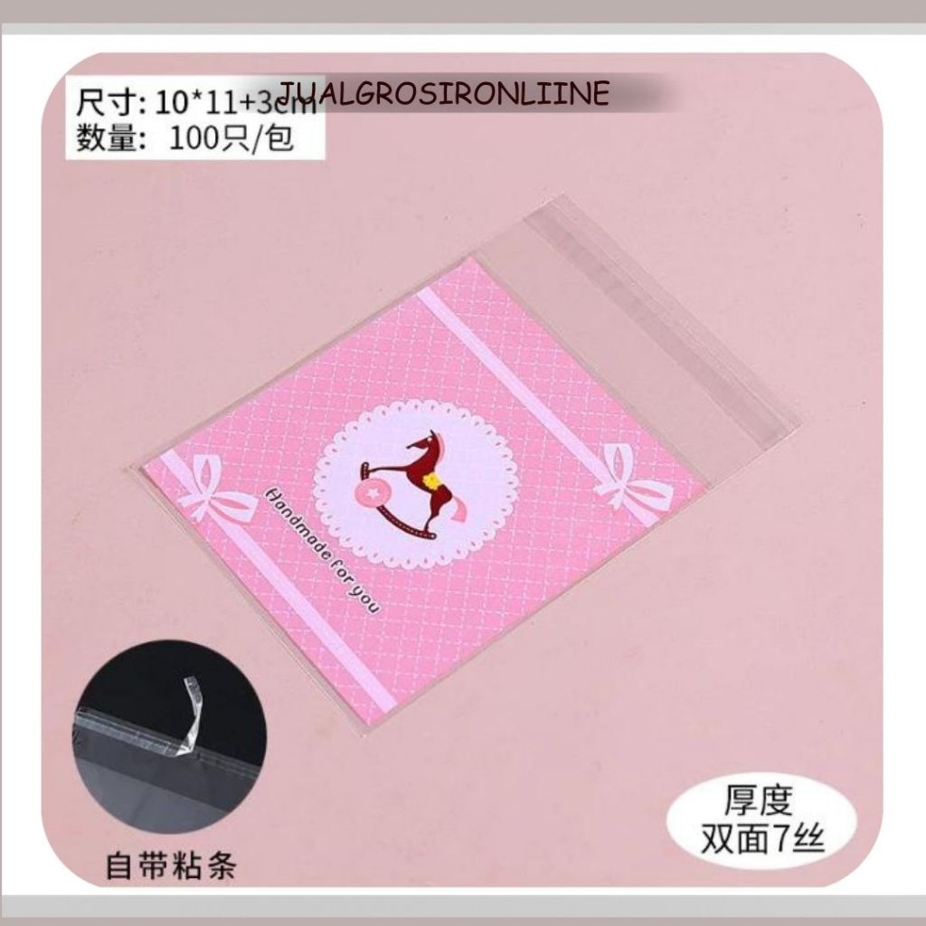 

Plastik Cookies Motif Horse Kuda Pink 10X10 Packaging Kue