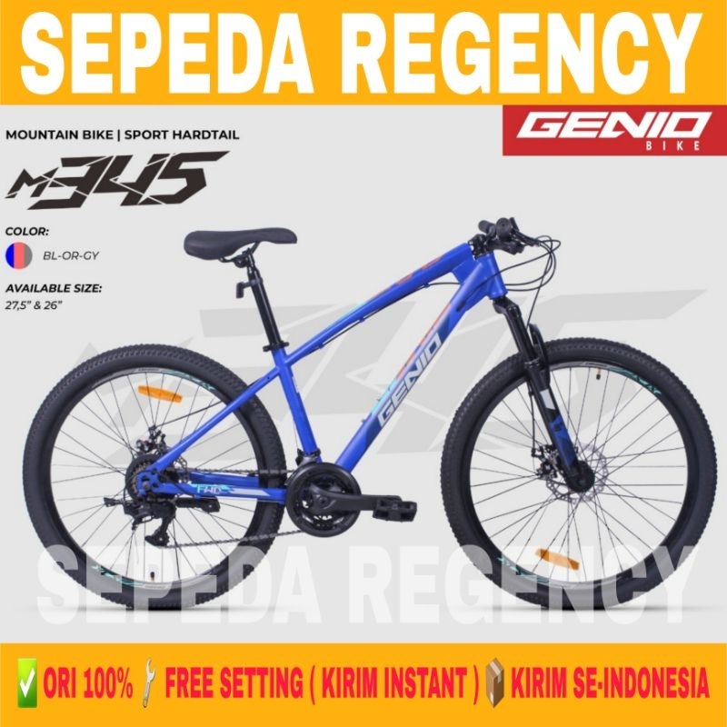 Sepeda Gunung MTB GENIO M 345 Ukuran 26 Inch & 27.5 Inch 24 Speed