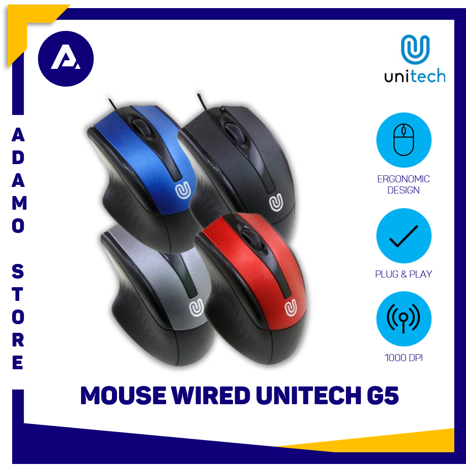 Mouse Unitech G5 Optical USB Wired Mouse Kabel 1000DPI