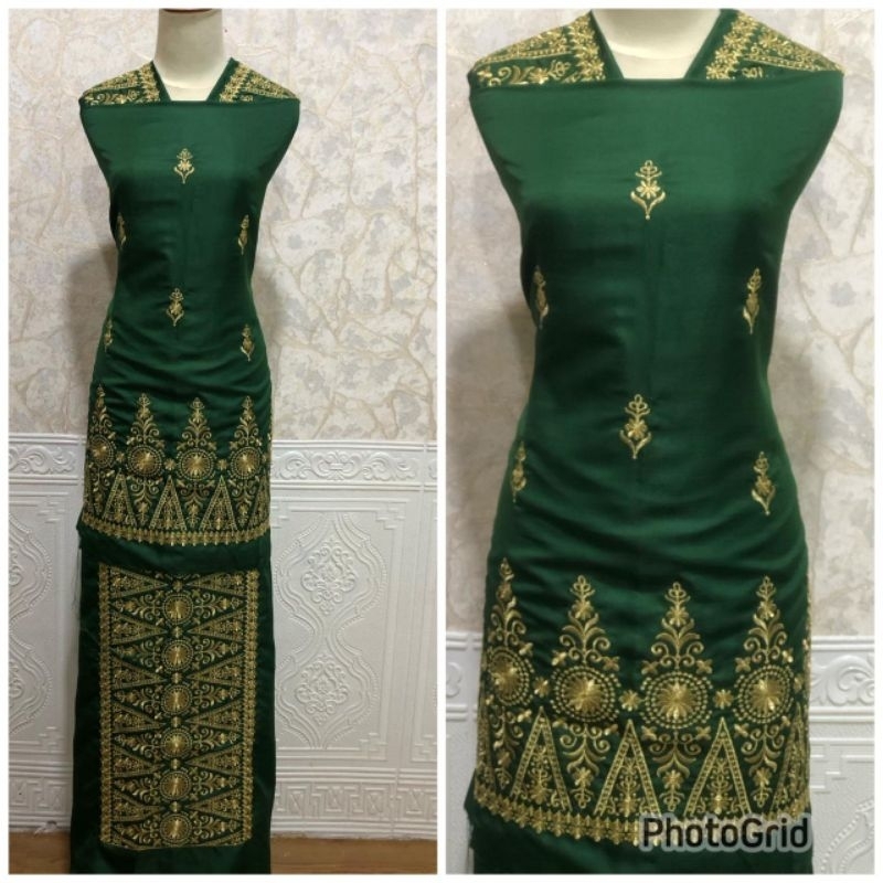 Bahan/ bakal baju kurung bordir set songket