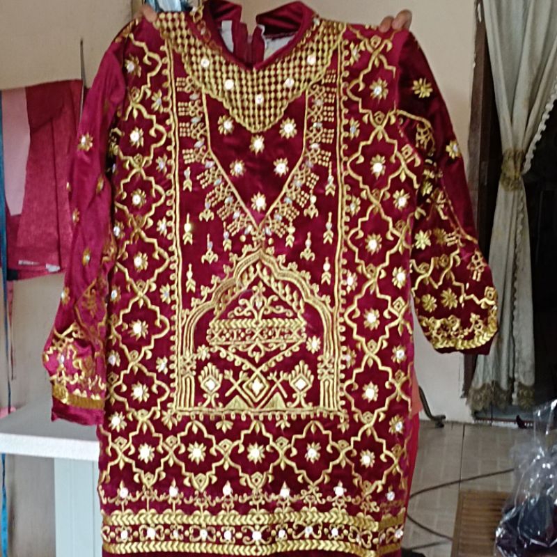 Baju pengantin Palembang motif bordir/ baju pengantin terbaru
