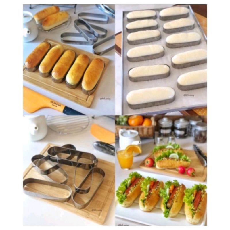 Cetakan ring roti hotdog / cetakan ring roti oval / cetakan ring stainless