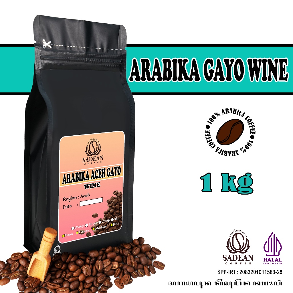 

Kopi Arabika Gayo Wine 1kg / Biji Kopi Arabika Aceh Gayo Wine / Kopi Bubuk Arabika Gayo Wine 750 gr
