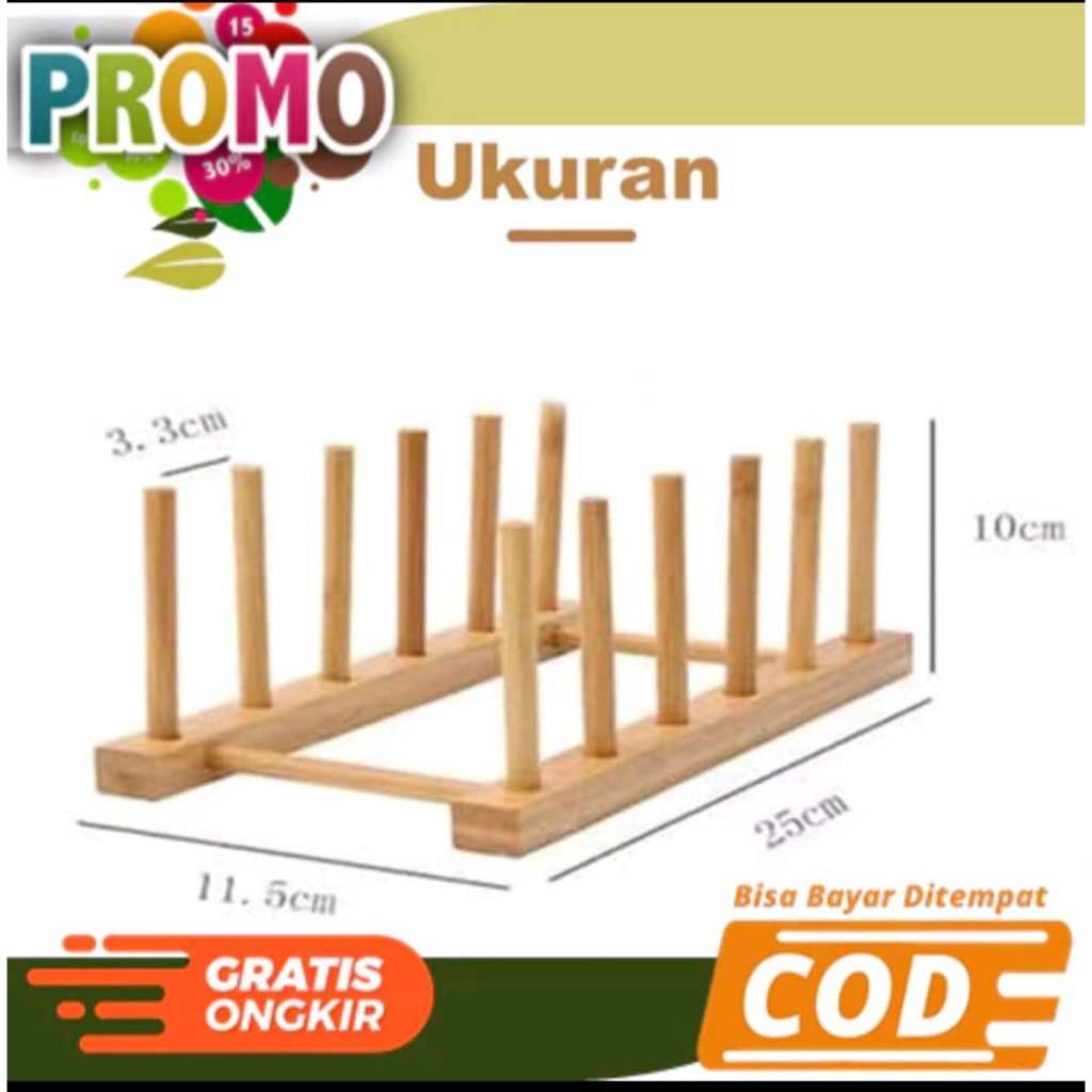 [READYYY] [BAYAR DI TEMPAT] Rak Piring Kayu Tempat Penyimpanan Rak Peniris Piring Gelas Tutup Panci