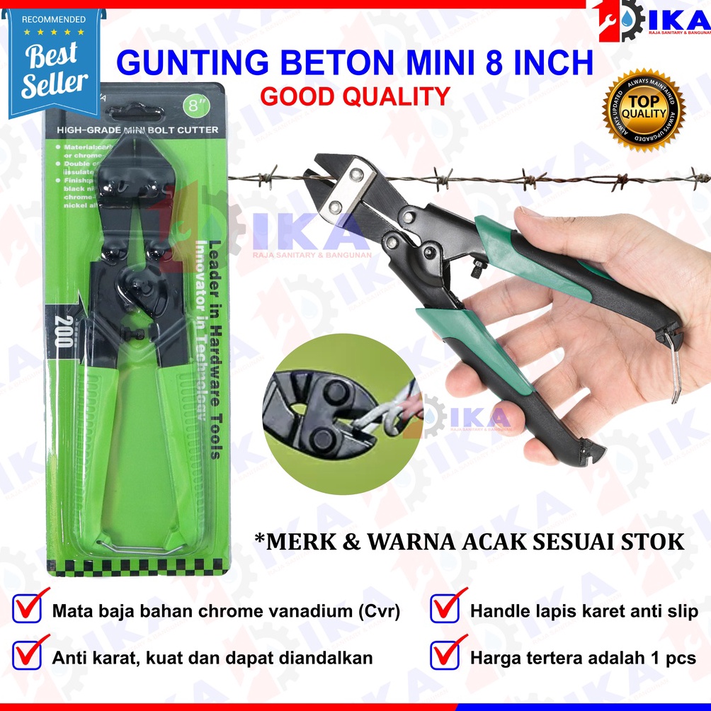 

Terlaris Gunting Beton Mini 8 Inch Gunting Potong Kawat Besi Baja Rantai Bolt Cutter Mini 9 Inc RVW