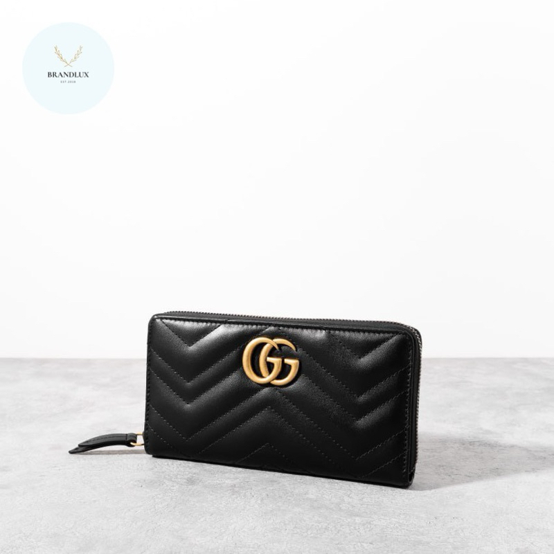 GUCCI GG marmont long zip around wallet Black