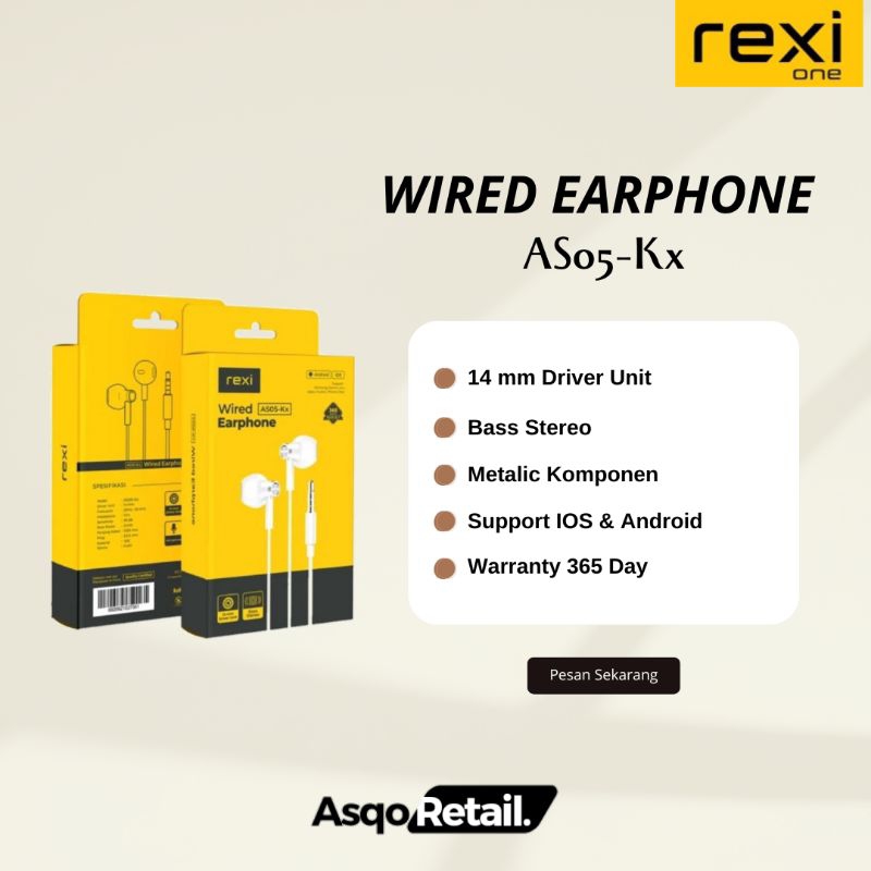 REXI AS05-Kx earphone headset bass stereo , hendset henset heandsfree super bass