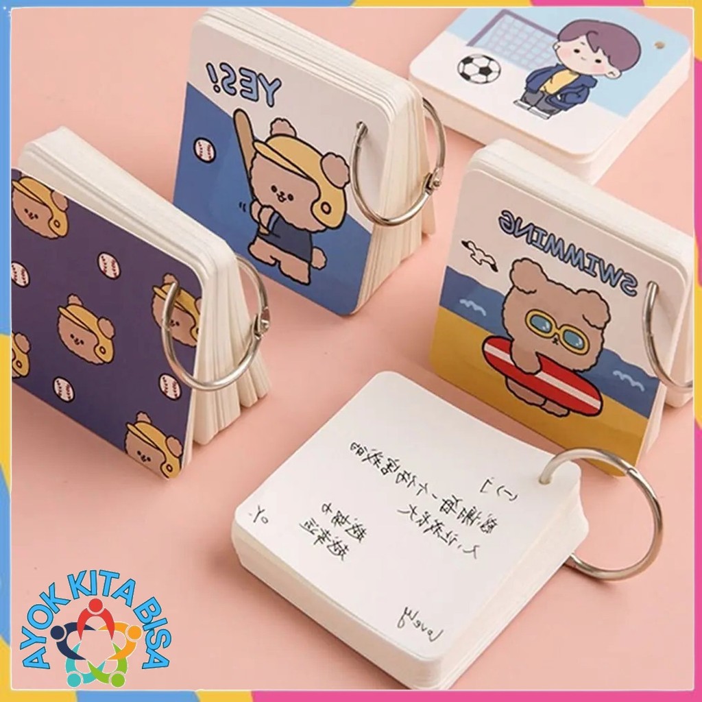 

AKB Buku Note Ring Gantung Karakter Lucu Notebook Ring Mini Isi 80 Lembar Sticky Note Lucu Notepad Dengan Gantungan DIY Book 80Lembar Buku Catatan Memo Karakter