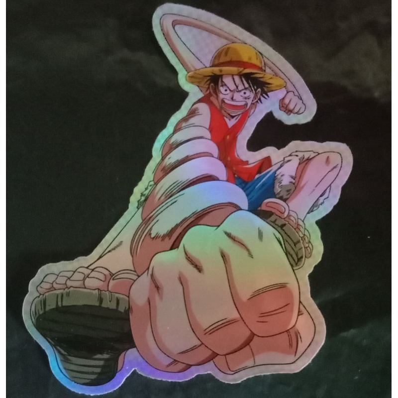 

Stiker hologram anime one piece Luffy gear 5th ukuran besar +- 8cm sticker laptop casing hp