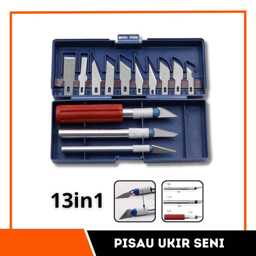 

Pisau Ukir Seni 13 Pcs Alat Pemotong Ukiran Kayu Kertas Sticker Blade