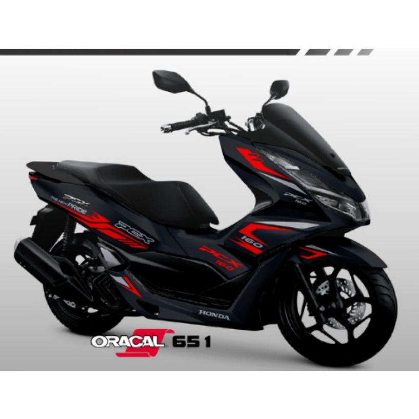 STRIPING TRANSPARAN HONDA PCX 160 CUSTOM DESIGN SIMPLE ELEGANT MERAH