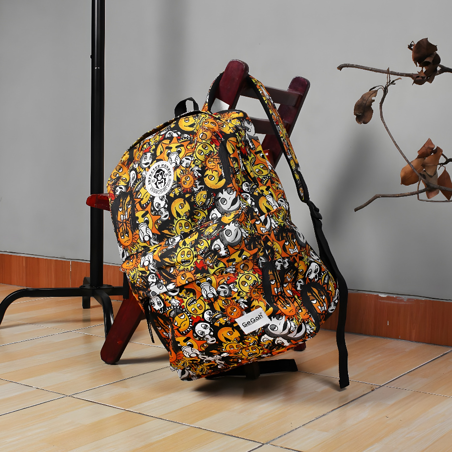 (g.e.g.o.h)_ Tas Ransel Sekolah Emot Mural - Bacpack Pria Kasual Trendy - Ransel Originals GEGOH