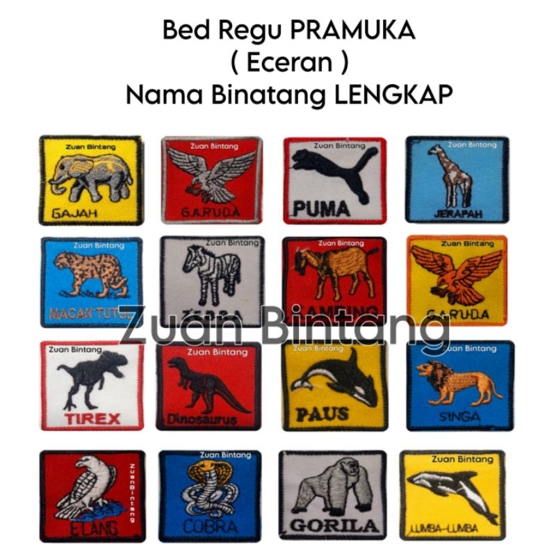 TANDA REGU PRAMUKA PUTRA BORDIR/BET REGU PRAMUKA PUTRA ECERAN/BET REGU PRAMUKA HEWAN