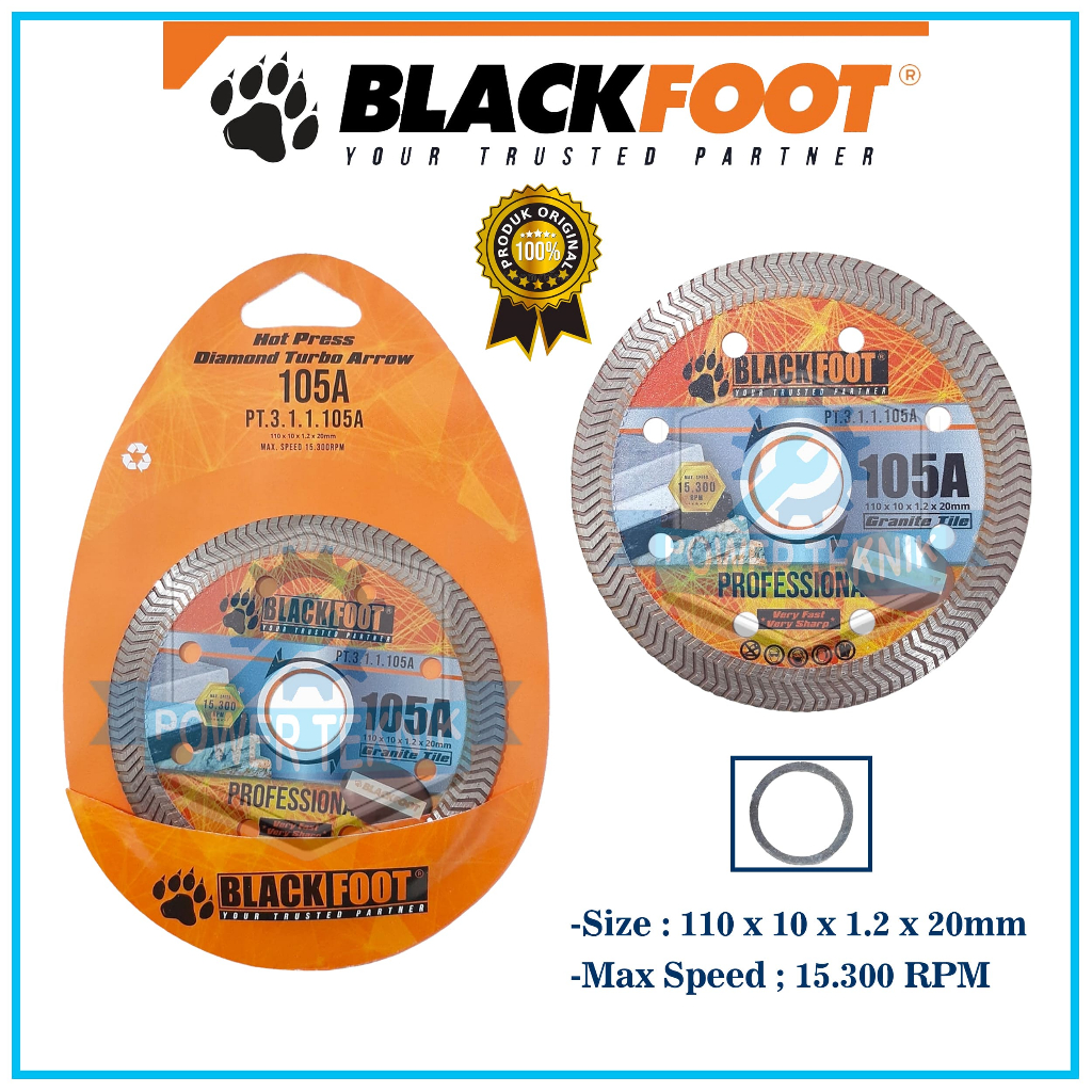 Diamond Wheel Turbo 105A BLACKFOOT Mata Pisau Potong Keramik Granit DW Turbo 105 A